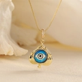 Exquisite goldene Blatt-Halskette mit blauem Devil's Eye und funkelnden Akzenten - Klassischer Böser Blick Stil