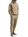 Men's light khaki jacquard tracksuit featuring a hooded sweatshirt and jogger pants set - S / Khaki