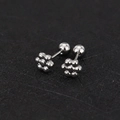 Detailed macro view of silver flower stud earrings with secure screw-back ball closures - Flower / Steel