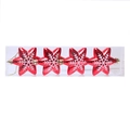 Set of 4 red star Christmas ornaments with white snowflake patterns in packaging - Eight- Or Six-pointed Star Design (4-pack)