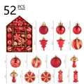 52-piece red and gold Christmas ornament set with house-shaped gift box display - Red & Gold