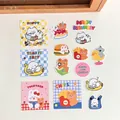 Cute cartoon bear and dog PVC decorative stickers set with square cards in 6x6cm size - 10# 4 Cards & 10 Stickers Set