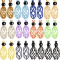 Adjustable DIY woven mesh necklace pouch in 12 colors for raw stone pendant holders - 1 Piece (Black Bead Net Pouch Size 3-5cm) / Dark Blue