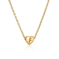 18K gold plated stainless steel heart necklace featuring engraved letter F pendant - Heart Initial F Style (F)