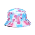 Tie-dye bucket hat in blue, pink, and purple patterns with durable parallel stitching - Pink and Purple Tie-dye (#05)