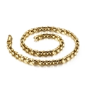 Classic golden stainless steel hip hop chain necklace displayed on white reflective surface - Gold (KN90228-KFC)