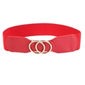 Roter elastischer Taillengürtel für Damen mit minimalistischer goldener Doppelschnalle - Rot