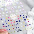 Adhesive floral nail art stickers TS-621 featuring purple dried flower patterns - Dried Flowers Bloom(TS-621)