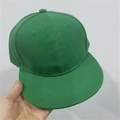 Berretto da baseball hip-hop verde tinta unita con visiera piatta in twill di cotone - Regolabile / Verde Erba