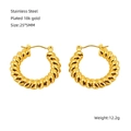 Gouden gedraaide oorringen van roestvrij staal met 18k vergulding van 25x5mm - Grote Gouden Gedraaide Ring (ZE1243G)