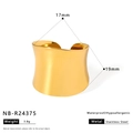 Golden wide open band ring in stainless steel with waterproof and hypoallergenic finish - Smooth Wide Band Style (NB-R24375)