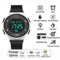 Waterproof luminous sports watch in black and white finish with strap and box - Black and White