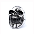 Anello teschio 3D gotico stile punk con finitura argento vintage e dettagli scuri - US 7 / Colore Acciaio (11202)
