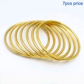 7-piece set of minimalist 2mm gold-plated stainless steel slim round bangles - 7pcs Set (Inner Diameter 55mm) / Gold