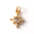 Detailed view of a gold-plated star pendant with central micro-set zircon crystals - 09-Radiant Star