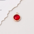 DIY 10mm round red crystal birthstone pendant with gold metal frame for jewelry making - Red