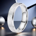 Minimalist silver stainless steel ring featuring a frosted finish and polished edges - US 7 / 6mm Width / Steel