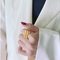 Minimalist 18k gold plated titanium steel geometric ring for women in high polish finish - US 6 / Geometric Diagonal Slash Design / Gold
