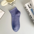 Single purple mesh cotton crew sock with ribbed texture on a minimalist lifestyle setup - One Size / Blue