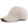 Classic cream corduroy baseball cap for men and women featuring premium retro texture - Adjustable / Light Khaki