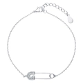 Bracciale a graffetta in argento sterling S925 con pavé di zirconi cubici lucidi - Argento 925 / Argento