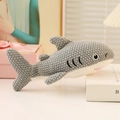 Handcrafted grey knitted shark plush toy with soft filling and detailed crochet texture - 25cm Shark