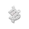 Detail of silver letter D pendant charm featuring white pearls on white background - Silver Virgo Pearl Pendant