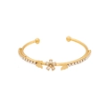 Goudkleurige open armband met zirkonia bloem en vlinders voor dames - Witte Bloem
