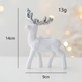 Adorno navideño de reno blanco con astas brillantes plateadas tamaño 14cm - Blanco Flocado