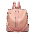 Zaino antifurto chic in pelle PU rosa da donna con cerniere argentate e design versatile - Rosa