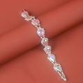 Bracelet argenté avec gouttes de cristal et pierres AB aux reflets arc-en-ciel - 18cm / Couleur AB