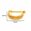 U-shaped gold screw back ear stud with three rows of beads and clear cubic zirconia - Double Row Beaded Edge Style (2615-3#) / Gold