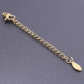 Golden 5cm stainless steel necklace extender chain with lobster clasp and oval end tag - S1657 Teardrop Tag With Clasp / Gold