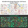 Luminous kids tattoo stickers set showing day and glowing night effect for various themes - Full Set of Cartoon Mix Series (WS-K89-K104)