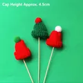 Miniature knitted Christmas hat cake toppers in red and green, 4.5cm height detail - Knitted Wool Hats