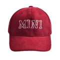 Burgundy corduroy baseball cap for kids with white MINI embroidery and curved brim - Burgundy Mini Corduroy Baseball Cap / One Size