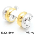 Two-tone gold and silver C-shaped hoop earrings for women in size 20x13mm - Two Tone Thick Smooth Style (KE114930-K)