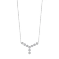 Elegante S925 Sterlingsilber Y-Halskette mit funkelnden Zirkonia Blumen-Clustern - Halskette