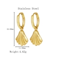 Golden stainless steel shell drop earrings with polished ribbed texture for beach style - Shell / Gold