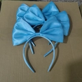 Light blue satin bow headbands for girls, multiple glossy fabric hair accessories - Satin Bow / Blue