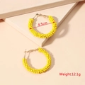 Fashionable large hoop earrings featuring bright yellow seed beads and 4.5cm diameter - 4.5CM / Yellow