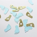 Corandoli a forma di piedi neonato blu e oro glitterato per decorazione baby shower - Coriandoli Impronta Ragazzo (Blu E Oro)