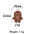 Gingerbread man enamel charm in brown finish with red bow tie and white accents - 17#(Brown) Gingerbread Man