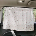 White car window sunshade featuring red cherry pattern and suction cup attachment - White Gray Dot Cherry Print