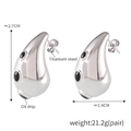 Silver teardrop earrings in titanium steel with black oil drip dots decoration - F145-Steel Black Enamel Water Drop Earrings