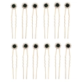 Pack de 12 horquillas doradas con gemas verdes y diamantes para peinados de novia - Dorado + Verde (HS-J3841GHG)