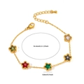 18K gold-plated stainless steel chain bracelet featuring five colorful star charms - Multicolor Pentagram Zircon