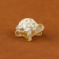 Cute turtle figurine in clear resin with gold leaf and white crystal stones - 78 White Porcelain + Gold Foil