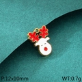 Pendentif renne de Noël en acier doré avec détails émaillés en rouge et blanc - Style de cerf de Noël rouge et blanc 1 (KLJ10402-ZLA)