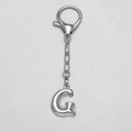 Polished silver bubble capital letter G keychain with lobster clasp and short chain - Letter G